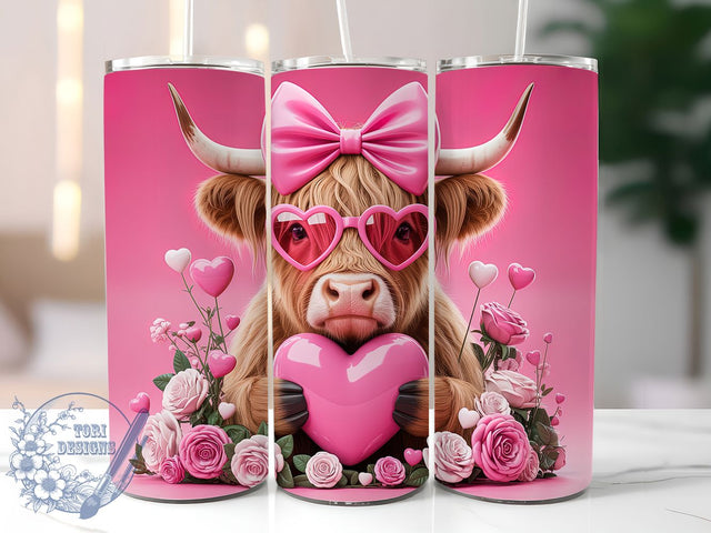 Rustic Highland Cow Valentine Tumbler, Cute Cow Wrap, Farmhouse Love Cup, Romantic Sublimation Design, Valentine Gift Tumbler, Rustic Cow Hearts Wrap, Adorable Cow Cup Sublimation ToriDesigns 