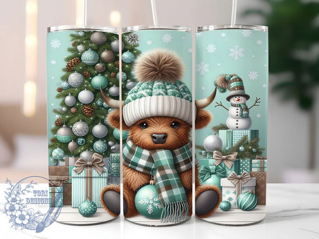 Rustic Highland Cow Winter Tumbler, Snowman Decor Wrap, 20oz Tumbler Sublimation, Rustic Christmas Cow Design, Farmhouse Holiday Sublimation, Cozy Winter Animal Tumbler, Frosty Barnyard Wrap Sublimation ToriDesigns 