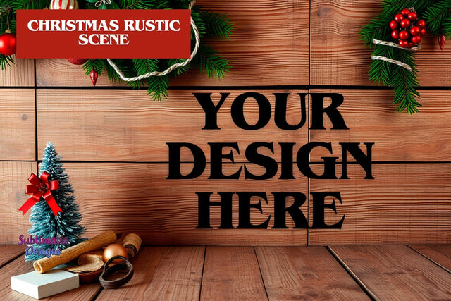 Rustic Holiday Mood Background Mock Up Photo Sublimatiz Designs 