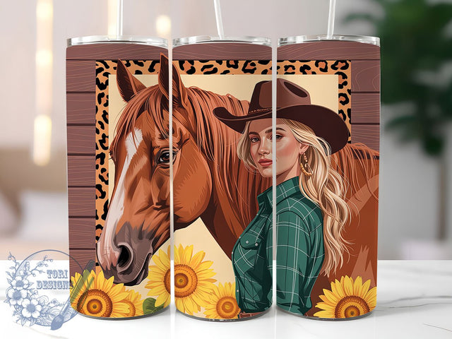 Rustic Horse Girl Tumbler, Cowgirl Western Tumbler, Rustic 20oz Wrap, Sublimation Design, Stylish Gift Idea, Equestrian Cowgirl Wrap, Country Western Tumbler Sublimation ToriDesigns 