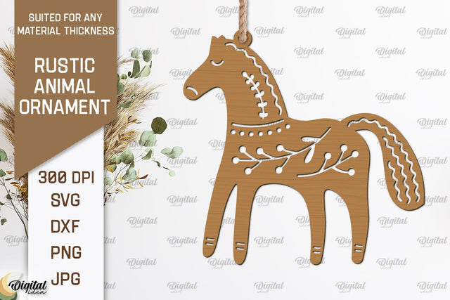 Rustic Horse Ornament Laser Cut. Animals SVG Design SVG Evgenyia Guschina 