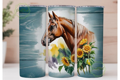 Rustic Horse & Sunflower 20oz Tumbler Sublimation PixelChick 