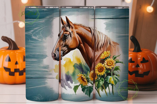 Rustic Horse & Sunflower 20oz Tumbler Sublimation PixelChick 