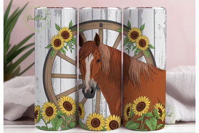 Rustic Horse & Sunflower 20oz Tumbler Sublimation PixelChick 
