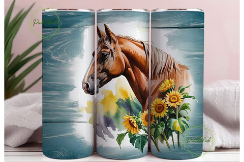Rustic Horse & Sunflower 20oz Tumbler Sublimation PixelChick 
