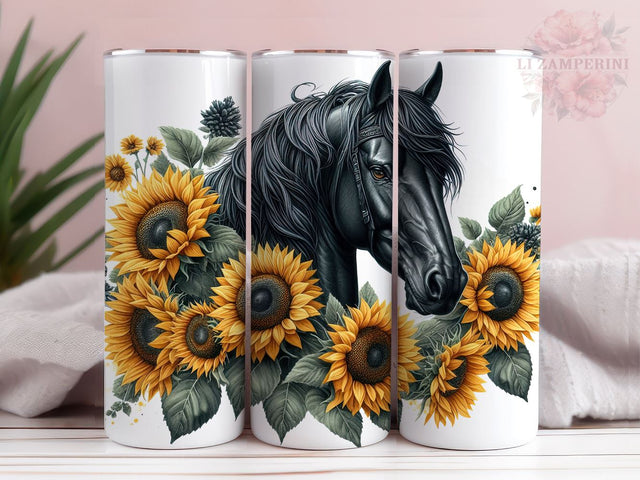 Rustic Horse With Sunflowers 20 oz Tumbler Wrap Sublimation Tumbler, Instant Digital Download PNG, Straight & Tapered Tumbler Wrap PNG Sublimation Li Zamperini 