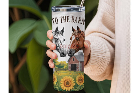 Rustic Horses Barn 20oz Tumbler Wrap Sublimation DesignSVG 