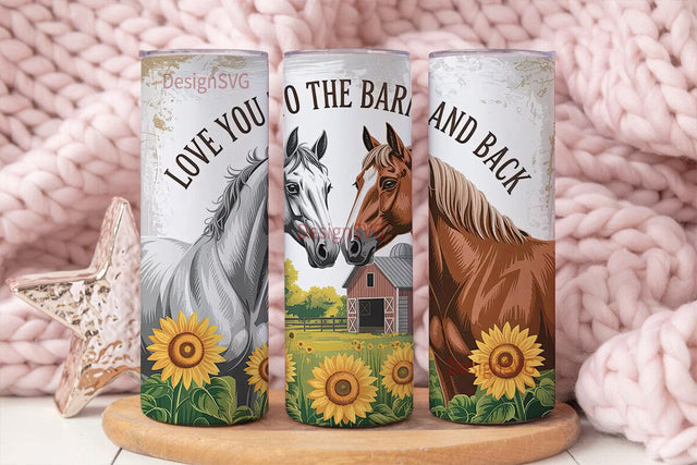 Rustic Horses Barn 20oz Tumbler Wrap Sublimation DesignSVG 