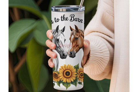 Rustic Horses Barn 20oz Tumbler Wrap Sublimation DesignSVG 