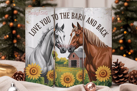 Rustic Horses Barn 20oz Tumbler Wrap Sublimation DesignSVG 