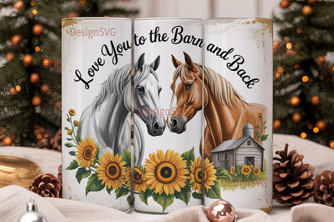 Rustic Horses Barn 20oz Tumbler Wrap Sublimation DesignSVG 