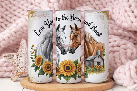 Rustic Horses Barn 20oz Tumbler Wrap Sublimation DesignSVG 