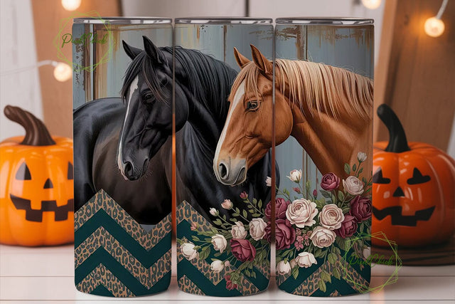 Rustic Horses Floral 20oz Tumbler Wrap Sublimation PixelChick 
