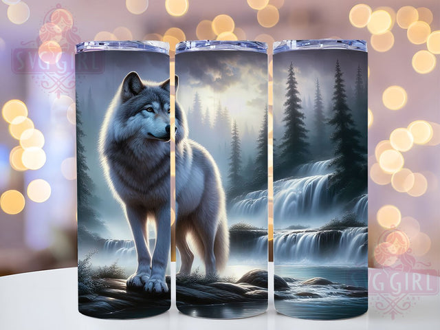 Rustic Howling Wolf Tumbler, Wildlife Wrap, 20oz Tumbler Sublimation, Howling Wolf Design, Rustic Forest Sublimation, Nature Animal Tumbler, Majestic Wolf Wrap Sublimation SvggirlplusArt 