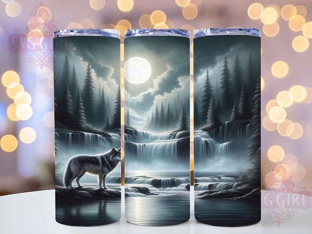 Rustic Howling Wolf Tumbler, Wildlife Wrap, 20oz Tumbler Sublimation, Howling Wolf Design, Rustic Forest Sublimation, Nature Animal Tumbler, Majestic Wolf Wrap Sublimation SvggirlplusArt 