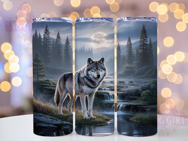 Rustic Howling Wolf Tumbler, Wildlife Wrap, 20oz Tumbler Sublimation, Howling Wolf Design, Rustic Forest Sublimation, Nature Animal Tumbler, Majestic Wolf Wrap Sublimation SvggirlplusArt 