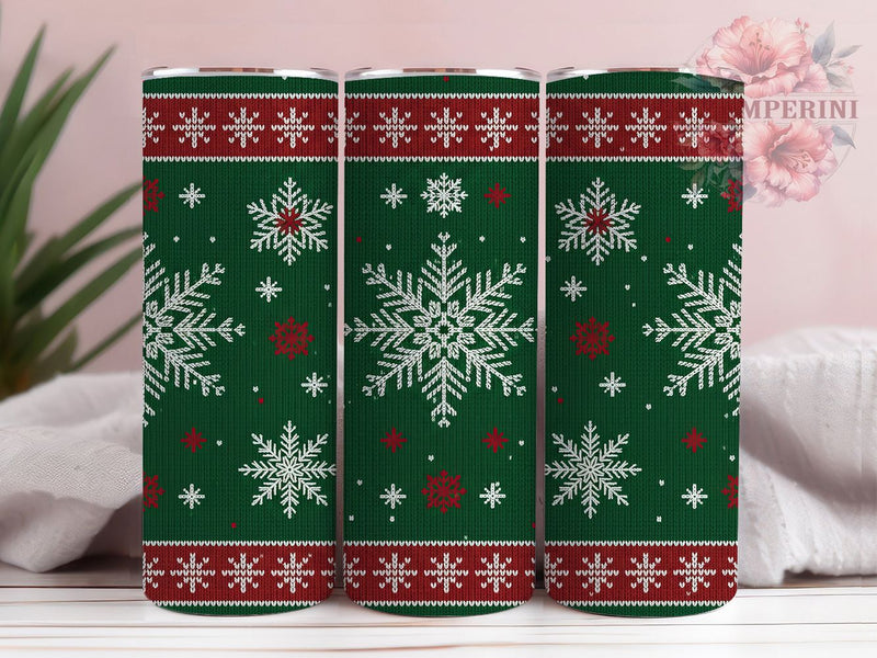 Rustic Knit Christmas Sweater Tumbler, Knit Texture Wrap, 20Oz Skinny Tumbler, Cozy Winter Sublimation, Holiday Embroidery Design, Rustic Sweater Pattern Tumbler, Festive Knit Wrap Sublimation Li Zamperini 