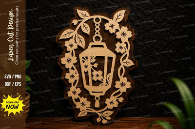Rustic Lantern Wreath Laser Cut Svg Design SVG Regulrcrative 