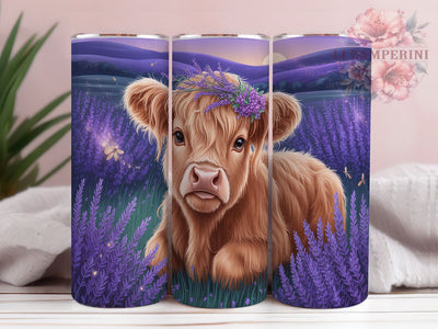 Rustic Lavender Highland Cow Tumbler, Highland Cow Design, Purple Floral Cow, Country Style Cup, Farm Animal Art, Rustic Lavender Design, Farmhouse Cow Tumbler Sublimation Li Zamperini 