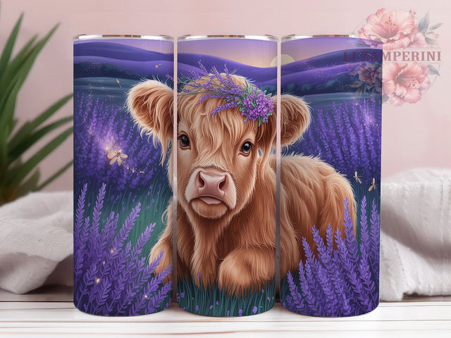 Rustic Lavender Highland Cow Tumbler, Highland Cow Design, Purple Floral Cow, Country Style Cup, Farm Animal Art, Rustic Lavender Design, Farmhouse Cow Tumbler Sublimation Li Zamperini 