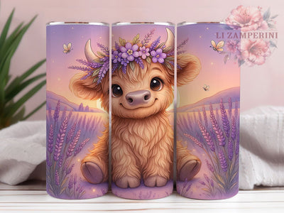 Rustic Lavender Highland Cow Tumbler, Highland Cow Design, Purple Floral Cow, Country Style Cup, Farm Animal Art, Rustic Lavender Design, Farmhouse Cow Tumbler Sublimation Li Zamperini 