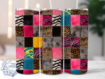 Rustic Leopard Patchwork Tumbler, Patchwork Tumbler, Animal Print Wrap, Rustic Leopard Wrap, Trendy Patchwork Wrap, Sublimation Design, Stylish Gift Idea Sublimation ToriDesigns 