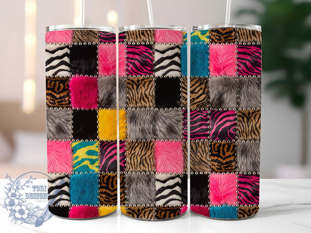 Rustic Leopard Patchwork Tumbler, Patchwork Tumbler, Animal Print Wrap, Rustic Leopard Wrap, Trendy Patchwork Wrap, Sublimation Design, Stylish Gift Idea Sublimation ToriDesigns 