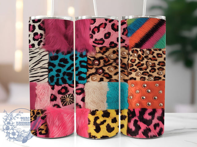 Rustic Leopard Patchwork Tumbler, Patchwork Tumbler, Animal Print Wrap, Rustic Leopard Wrap, Trendy Patchwork Wrap, Sublimation Design, Stylish Gift Idea Sublimation ToriDesigns 