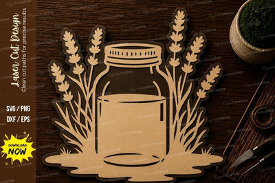 Rustic Mason Jar Lavender Laser Cut SVG File SVG Regulrcrative 
