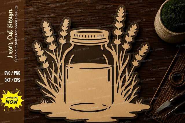Rustic Mason Jar Lavender Laser Cut SVG File SVG Regulrcrative 