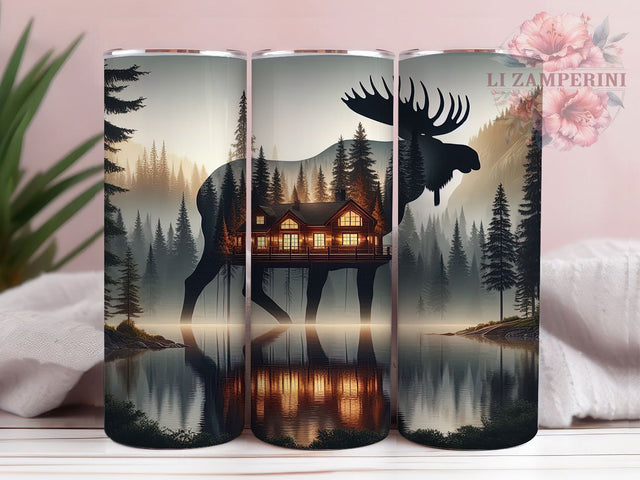 Rustic Moose Hunting Tumbler, Forest Nature Tumbler, Stylish 20oz Wrap, Sublimation Design, Trendy Gift Idea, Rustic Moose Wrap, Outdoor Hunting Tumbler Sublimation Li Zamperini 
