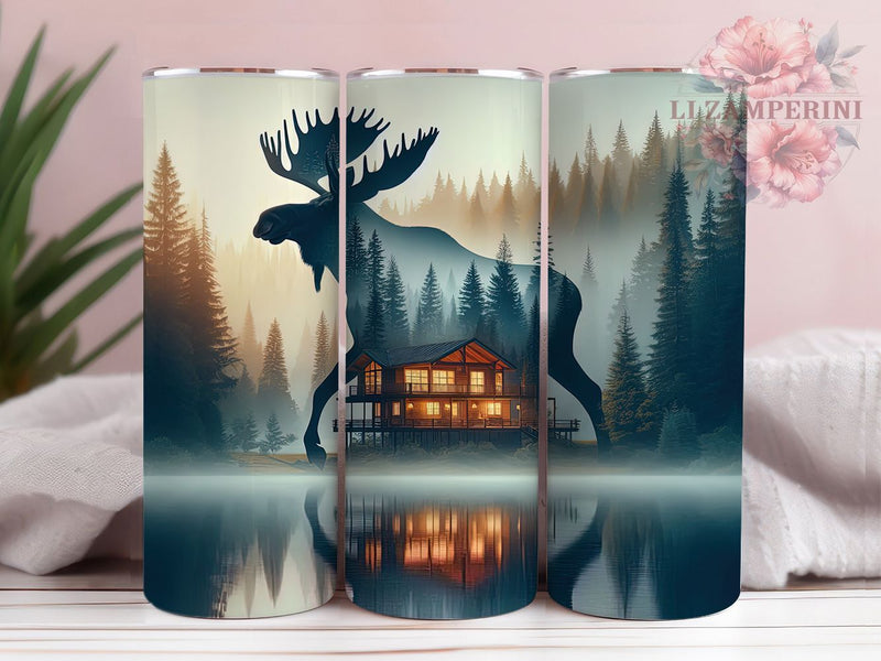 Rustic Moose Hunting Tumbler, Forest Nature Tumbler, Stylish 20oz Wrap, Sublimation Design, Trendy Gift Idea, Rustic Moose Wrap, Outdoor Hunting Tumbler Sublimation Li Zamperini 