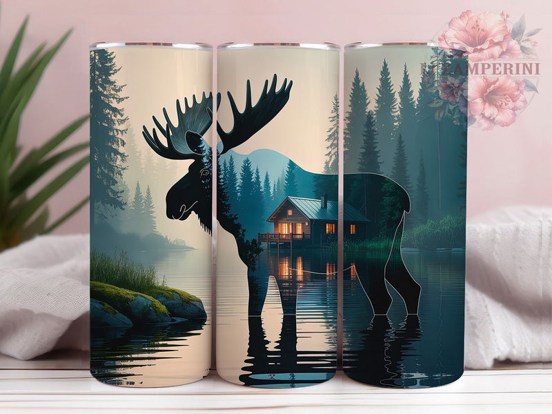 Rustic Moose Hunting Tumbler, Forest Nature Tumbler, Stylish 20oz Wrap, Sublimation Design, Trendy Gift Idea, Rustic Moose Wrap, Outdoor Hunting Tumbler Sublimation Li Zamperini 