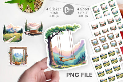Rustic Mountain Escape Sticker Sublimation artnoy 