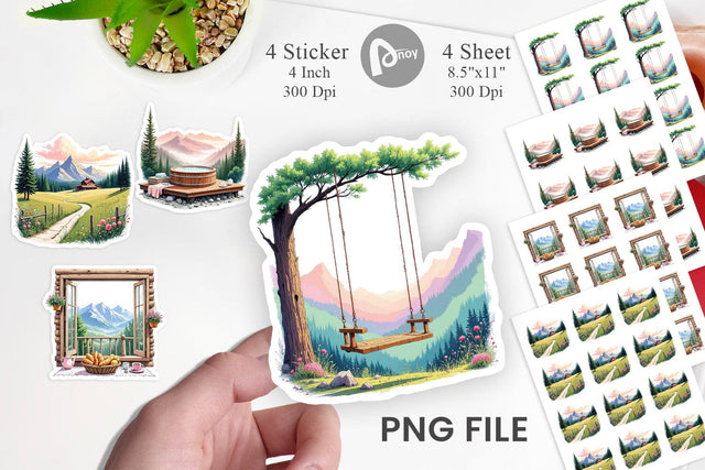 Rustic Mountain Escape Sticker Sublimation artnoy 