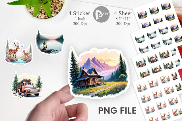 Rustic Mountain Escape Sticker Sublimation artnoy 
