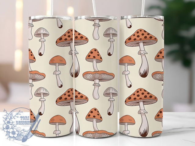 Rustic Mushroom Forest Tumbler, Seamless Design, Forest Wrap, Sublimation Art, 20oz Tumbler, Nature Theme, Rustic Style Sublimation ToriDesigns 