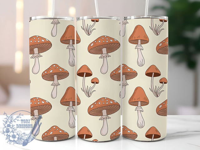 Rustic Mushroom Forest Tumbler, Seamless Design, Forest Wrap, Sublimation Art, 20oz Tumbler, Nature Theme, Rustic Style Sublimation ToriDesigns 
