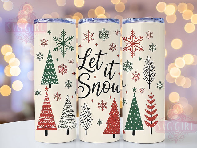 Rustic Neutral Christmas Tumbler, Let It Snow Design, Neutral Winter Tumbler, 20Oz Wrap Design, Christmas Sublimation, Rustic Winter Art, Cozy Neutral Holiday Sublimation SvggirlplusArt 