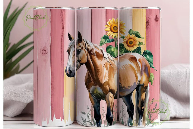 Rustic Palomino Horse 20oz Tumbler Wrap Sublimation PixelChick 