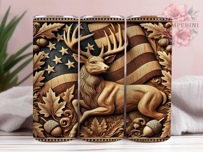 Rustic Patriotic Deer 20oz Tumbler, American Flag Design, 20oz Tumbler Wrap, Outdoor Decor, Hunting Gift, Patriotic Drinkware, Custom Tumbler Sublimation Li Zamperini 