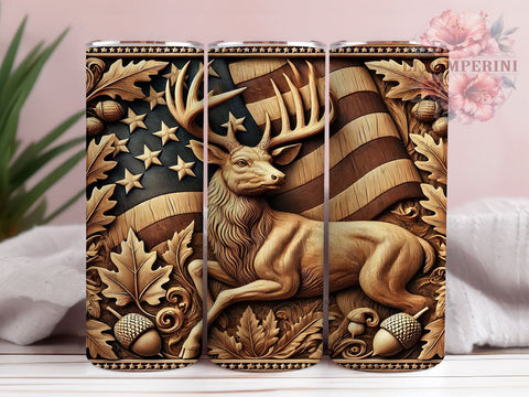 Rustic Patriotic Deer 20oz Tumbler, American Flag Design, 20oz Tumbler Wrap, Outdoor Decor, Hunting Gift, Patriotic Drinkware, Custom Tumbler Sublimation Li Zamperini 