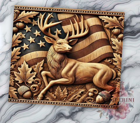 Rustic Patriotic Deer 20oz Tumbler, American Flag Design, 20oz Tumbler Wrap, Outdoor Decor, Hunting Gift, Patriotic Drinkware, Custom Tumbler Sublimation Li Zamperini 