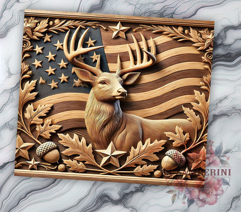 Rustic Patriotic Deer 20oz Tumbler, American Flag Design, 20oz Tumbler Wrap, Outdoor Decor, Hunting Gift, Patriotic Drinkware, Custom Tumbler Sublimation Li Zamperini 