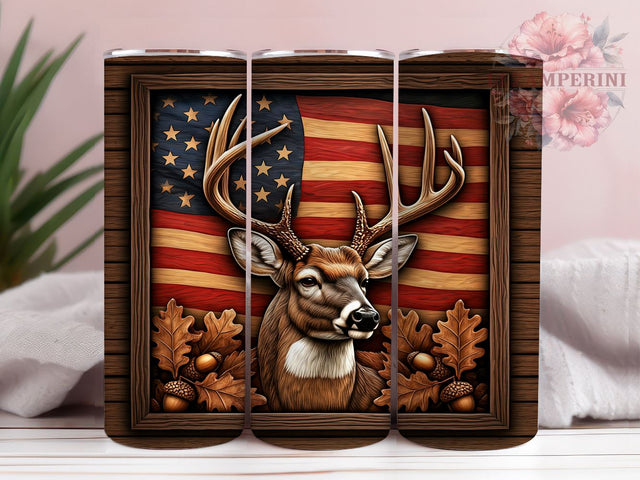 Rustic Patriotic Deer 20oz Tumbler, American Flag Design, 20oz Tumbler Wrap, Outdoor Decor, Hunting Gift, Patriotic Drinkware, Custom Tumbler Sublimation Li Zamperini 