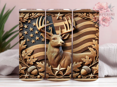 Rustic Patriotic Deer 20oz Tumbler, American Flag Design, 20oz Tumbler Wrap, Outdoor Decor, Hunting Gift, Patriotic Drinkware, Custom Tumbler Sublimation Li Zamperini 