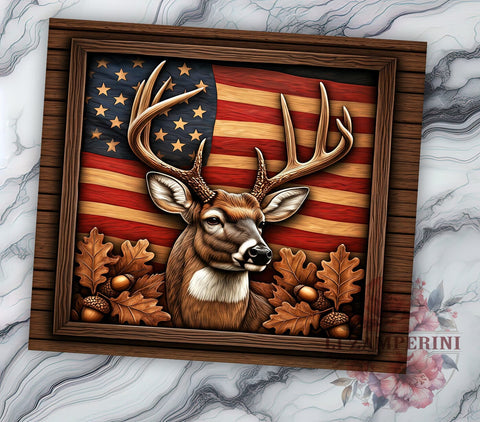Rustic Patriotic Deer 20oz Tumbler, American Flag Design, 20oz Tumbler Wrap, Outdoor Decor, Hunting Gift, Patriotic Drinkware, Custom Tumbler Sublimation Li Zamperini 