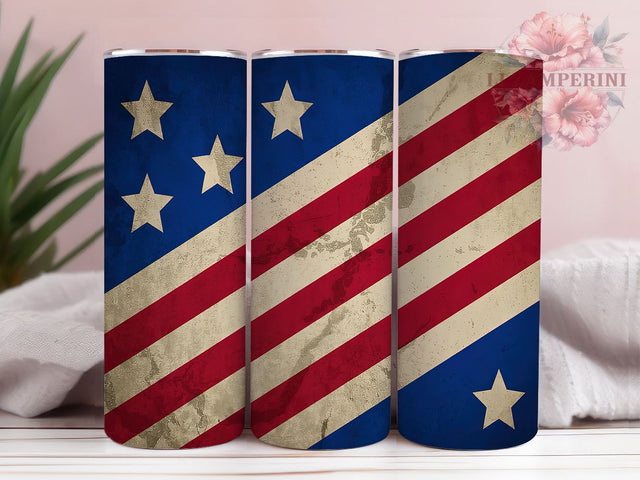 Rustic Patriotic Flag Tumbler, Patriotic USA Wrap, 20oz Sublimation Wrap, Vintage Flag Cup, Americana Design, Red White Blue Tumbler, Fourth of July Art Sublimation Li Zamperini 
