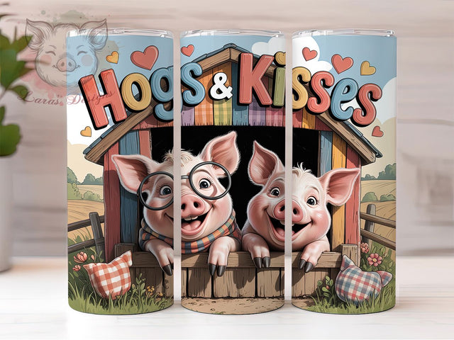 Rustic Pig Valentine Tumbler, Country Rustic Wrap, Romantic Pig Cup, 20oz Sublimation Wrap, Stylish Farm Animal Tumbler, Rustic Love Design Cup, Country Romance Wrap Sublimation Lara' s Designs 