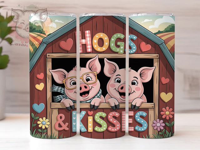 Rustic Pig Valentine Tumbler, Country Rustic Wrap, Romantic Pig Cup, 20oz Sublimation Wrap, Stylish Farm Animal Tumbler, Rustic Love Design Cup, Country Romance Wrap Sublimation Lara' s Designs 